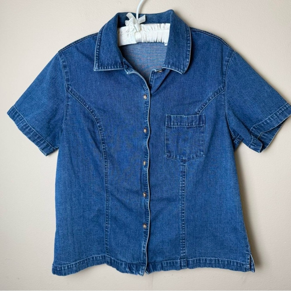 Talbots Blue Button Down Denim Shirt
